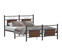 Acero resistente cabecero funcional almacenamiento extra marrón 196x142x91 | Estructura de cama sin colchón madera robles 137x190 cm base resistente acero con cabecero y almacenamiento debajo para