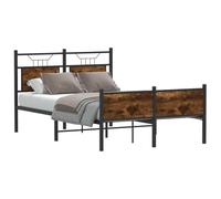 Acero resistente con cabecero y almacenamiento adicional roble ahumado | Estructura de cama sin colchon madera robles ahumado 120x190 cm base resistente acero con cabecero y somier laminas