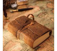 Aceshop Diario Vintage Antiguo Hecho a Mano Encuadernado en Cuero 400 Página Cuaderno de Viaje con Papel sin Forro cierre de Correa de Cuero y Diseño Clásico en Relieve para Hombres y Mujeres