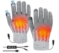 Aceshop Guantes calefactables USB para Hombres y Mujeres, Invierno Dedo Completo Calefactables con Calefacción por Ambos Lados Lavable Punto Guantes Invierno con 3 Temperaturas (Gris, Talla única-2)