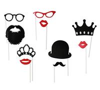 Acesorios Festivos para Foto sobre palito (Bigote, Boca, Sombrero, Corona, Lentes, Diadema, Barba etc.) Set de 17