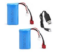 AceSupever Pack de 2 baterías de polímero de litio de 7,4 V para coche teledirigido/dron de carrera/barco/camión, 1500 mAh