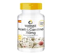 Acetil-L-Carnitina 750mg - Altamente dosificada - Vegana - 120 Cápsulas | Warnke Vitalstoffe - Calidad de farmacia alemana