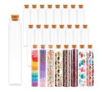 Acetiti 24 Piezas Tubos de Ensayo Vidrio, 30ml Tubos de Vidrio Pequeños con Tapones de Corcho, Botellas de Tubos de Muestras Vacíos para DIY Decoración de Boda Fiestas Caramelos Especias