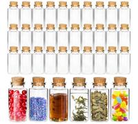 Acetiti 30 botellas pequeñas de vidrio de 25 ml con tapas de corcho, mini tarros de vidrio para recuerdos de boda, botellas vacías de poción en miniatura para mensajes de deseos, tarros de hechizos