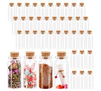 Acetiti 36 Piezas Mini Botellas de Vidrio, 10ml Pequeñas Botellas de Vidrio con Tapones de Corcho Tarros Transparente Botellas de Vidrio para Bricolaje Decoración de Fiesta de Boda Artesanía Regalo
