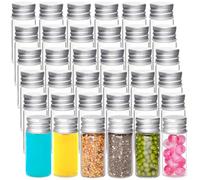 Acetiti 36 Piezas Tubos de Ensay Transparente, 10ml Tubos de Ensayo de Vidrio Tapa con Rosca de Aluminio, Tubo de Fondo Plano para Caramelos Sales de Baño Especias Perlas Líquidos Laboratorio