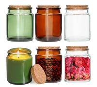 Acetiti 6 Tarro de Vidrio de Almacenamiento 200ml/7.04oz, Tarros de Cristal con Tapa de corcho, Botes Cocina de Almacenamiento para Especias, Azúcar, Café, Caramelos(Transparente, Ámbar, Verde)