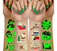 Acevegue Tatuajes Temporales Niños Navidad, 100 Hojas Fluorescentes, Relleno del Calendario Adviento Detalles Niños Decoración de Navidad