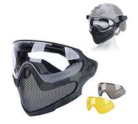 ACEXIER Airsoft Paintball Caza Equipo táctico de Modo Dual Actualización Malla de Acero Media mascarilla Militar Juego de Guerra Máscara Protectora