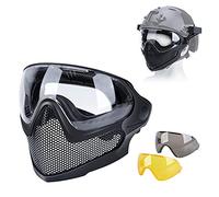 ACEXIER Airsoft Paintball Caza Equipo táctico de Modo Dual Mejora Malla de Acero Media mascarilla Militar Juego de Guerra Máscara Protectora