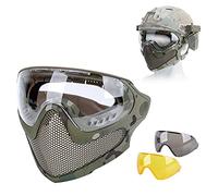 ACEXIER Airsoft Paintball Caza Equipo táctico de Modo Dual Mejora Malla de Acero Media mascarilla Militar Juego de Guerra Máscara Protectora