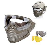 ACEXIER Airsoft Paintball Caza Equipo táctico de Modo Dual Mejora Malla de Acero Media mascarilla Militar Juego de Guerra Máscara Protectora