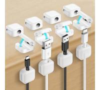 aceyoon 12 Piezas Organizador Cables Magnético Sujeta Cables Adhesivo Clips Cables Escritorio Cable Management para Mesilla de Noche, HDMI, USB, Cable de Audio (7mm)