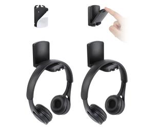 aceyoon 2 Piezas Soporte Auriculares, Plegable Soporte Cascos Gaming Gancho Sujeta Colgador Auricular Debajo Escritorio Mesa Universal Adhesivo Stand for PC, Gaming Headphones, Cables (Negro)
