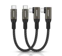 aceyoon 240W Cable USB Type C Corto 10cm, 2 PCS USB C a USB C Cable 5A PD Cable de Carga Rápida Type C ángulo de 90 Grados con Chip E-Maker para iPhone 16 15 Pro Max, para Galaxy, para Huawei