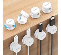 aceyoon 360° Gira de Soportes para Cables, Sujeta Adhesivo Clips, 8 Unidades Organizador Cables Magnético para Cables de Carga, Cable de Alimentación, Electrodomésticos de Cocina