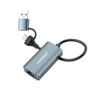 aceyoon Adaptador USB C a Ethernet 2.5G, USB/Tipo C 2 en 1 USB a RJ45 Gigabit LAN (2500 Mbps), adaptador de red de aleación de aluminio USB Lan adaptador para MacBook Matebook Laptop, PC con Windows