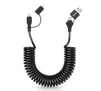 aceyoon Cable en espiral múltiple 4 en 1, cable en espiral USB C de 100 W QC3.0 USB C, cable de carga rápida y datos, tipo C/A a iluminación, tipo C/A a C para iPhone, para Galaxy, para Huawei