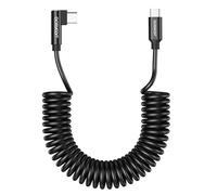 aceyoon Cable en espiral USB C a USB C de 240 W, 90 grados, cable en espiral USB tipo C, cable de carga rápida y cable de datos para Samsung Galaxy, para Huawei, para Google Pixel, se puede ampliar de