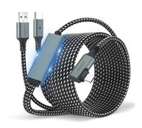 aceyoon Cable Link con Puerto de Carga de 6M Compatible con Meta Quest 3S, Quest 3, Quest 2 y Accesorios Pico 4, Cable de Carga VR USB 3.0 a USB C Cable de Nylon Trenzado de 90 Grados para Visores VR