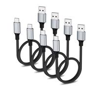 aceyoon Cable USB a USB C Corto de 50 cm, 4 Unidades, USB 2.0 de Nailon Trenzado, Cable de Carga Compatible con Baterías Externas, Galaxy S24/S23/S22, Huawei, Google Pixel, OnePlus