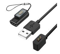 aceyoon Cargador Compatible con Xiaomi Smart Band 9/8/8 Pro/Redmi Watch 3 Active/Redmi Band 2 Solo, Cable de Carga USB Magnético 1M con Adaptador Tipo C (Negro)