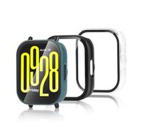 aceyoon Funda Compatible con Xiaomi Redmi Watch 5 Active, 3 Piezas Protector de Pantalla de Cristal Vidrio PC Cubierta Estuche Rígido Protección Completa Antiarañazos -Transparent/Negro/Verde Oscuro