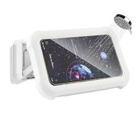 aceyoon Funda Móvil para Ducha Impermeable, Soporte para Ducha Ajustable en 360°, con Pantalla Táctil HD, Soporte de Pared para Móvil para Baño y Cocina, Apto para Móviles de Menos de 17,3 cm, Blanco