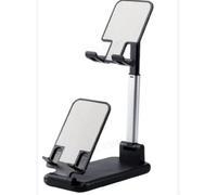 aceyoon Soporte plegable doble para teléfono móvil, mesa de altura ajustable, soporte multiángulo, plegable, soporte para teléfono móvil, escritorio para transmisión en vivo, soporte para teléfono