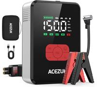 ACEZUK 7000A Arrancador de Baterias de Coche con 150PSI Compresor de Aire, Arrancador Coche Portatil con Inflador(Todo Gas o 12.0L Diésel), 12V Jump Starter, Pantalla Grande LCD, 600 Lúmenes LED