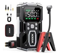 ACEZUK Arrancador de batería de coche, 7000 A y 150 PSI, arrancador de emergencia para coche con compresor de aire portátil (All Gas or 10.0L Diesel) 12 V Jump Start, 2 luces/3.4" LCD Display