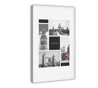 ACFTAIN City Montage Londres, París, Nueva York, blanco y negro, lienzo de visión para decoración de pared, pósteres para decoración de pared, hogar, bar, restaurante, garaje, cafetería, logotipo