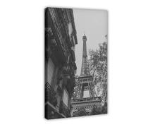 ACFTAIN Póster moderno de fotografía de arquitectura de París, 1 lienzo de monumentos en blanco y negro, impresiones artísticas para pared, pinturas para sala de estar, dormitorio, decoración de 40 x