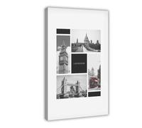 ACFTAIN Póster moderno de Londres Montage City, emblemático Big Ben en blanco y negro, lienzo, impresiones artísticas para pared, sala de estar, dormitorio, decoración de 30 x 45 cm