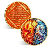 ACGZQY Medallón Na de 7 años - Rebirth Phoenix Fairy Sobriety Chip Sun and Moon NA Monedas y medallones al despertar recuperación adicción token sobriedad afirmación narcóticos regalos anónimos