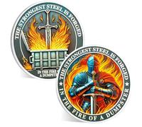 ACGZQY Moneda de fuego de los Caballeros Templarios - Creative Knights Dumpster Fire Token Armor of God Alcouragement Challenge Coins Hilarante Medallón Divertido Regalos de Oficina