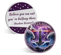 ACGZQY Moneda de sobriedad de faro guía - Fichas de sobriedad de esperanza de faro - Monedas AA y medallones al despertar recuperación adicción sobriedad afirmación AA NA regalos motivación