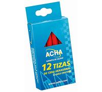Acha AZUL - Paquete 12 Tizas Cera Hexag. Marca Cualquier Superficie "Acha" (12)