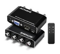 ACHAVE Conmutador BNC 4x1, compatible con señales AHD/TVI/CVI/CVBS, salida HDMI + VGA simultánea, conmutador de video de 4 canales para cámara CCTV/monitor