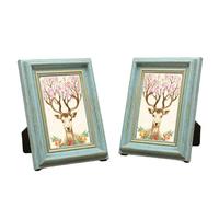 Achengqi Marco de Fotos 10x15cm - 2 Piezas Estilo Europeo en Resina Azul Vintage de Escritorio - Regalos Exquisitos