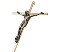 ACHIBANG Cruz de pared de crucifijo, cruz católica delgada de metal, decoración de pared, 25,4 cm, oro brillante