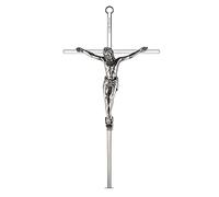 ACHIBANG Cruz de pared de crucifijo de plata de 10 pulgadas, cruz de metal católica con Jesús e INRI para bendición de pared o sobre la puerta