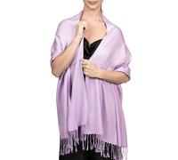 Achillea Bufanda grande y suave y sedosa de pashmina en colores sólidos, Lavanda claro, 27"W x 78"L