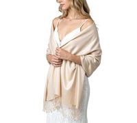 Achillea Bufanda ligera de pashmina para mujer, chal suave y sedoso para vestidos de noche, damas de honor y uso diario, Crema, beige, 72" x 27"