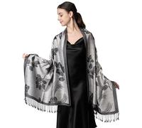 Achillea - Bufanda reversible tipo pashmina de cachemira, chal para vestidos de noche, bufandas indias exóticas para todas las estaciones, 28"W x 76"L