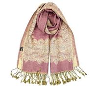 Achillea - Bufanda reversible tipo pashmina de cachemira, chal para vestidos de noche, bufandas indias exóticas para todas las estaciones, 28"W x 76"L