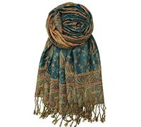 Achillea - Bufanda reversible tipo pashmina de cachemira, chal para vestidos de noche, bufandas indias exóticas para todas las estaciones, verde, (Dark Seagreen), 28"W x 76"L