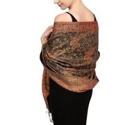 Achillea Chal Pashmina Mujer, Oliva Burdeos, 28"W x 76"L