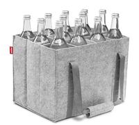 achilles Bolsa para botellas con 12 compartimentos, también para botellas de 1,5 litros, bolsa para botellas hecha de fieltro, 100% reciclado, 36 cm x 27 cm x 27 cm Gris para 12 botellas